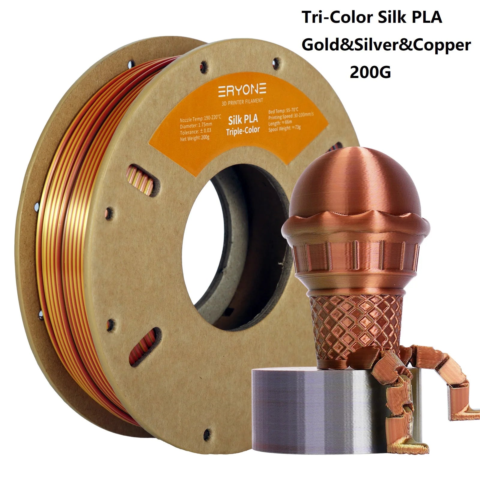 Silk PLA Filament 1.75mm Dual/Tri Colors for 3D Printer