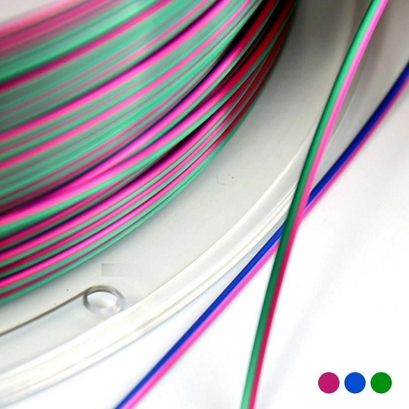 Tricolor Silk PLA 1.75mm 3D Printer Filament - Multicolor