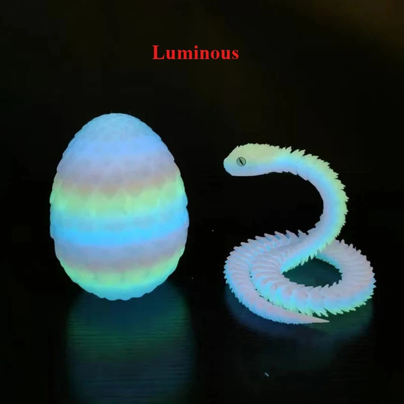 30cm 3D Printed Luminous Snake Movable Joint Simulation Snake Action Figures Home Office Desktop Ornament Birthday Gifts