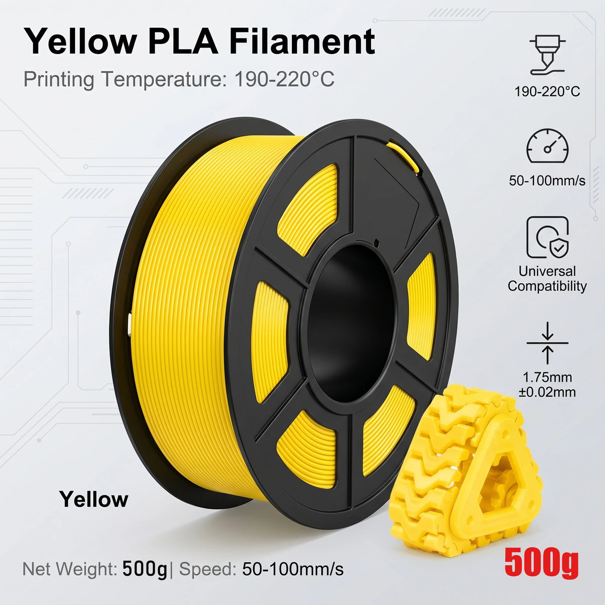 1.75mm High Speed PLA 3D Printer Filament Bundle ±0.02mm Dimensional Accuracy Reusable 250g Spools Total 1KG