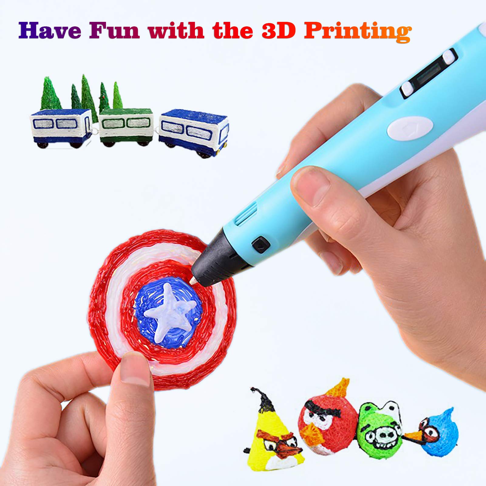 40 Color PLA Filament for 3D Pen - Safe, Smoke-Free Refill