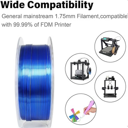 Tricolor Silk PLA 1.75mm 3D Printer Filament - Multicolor