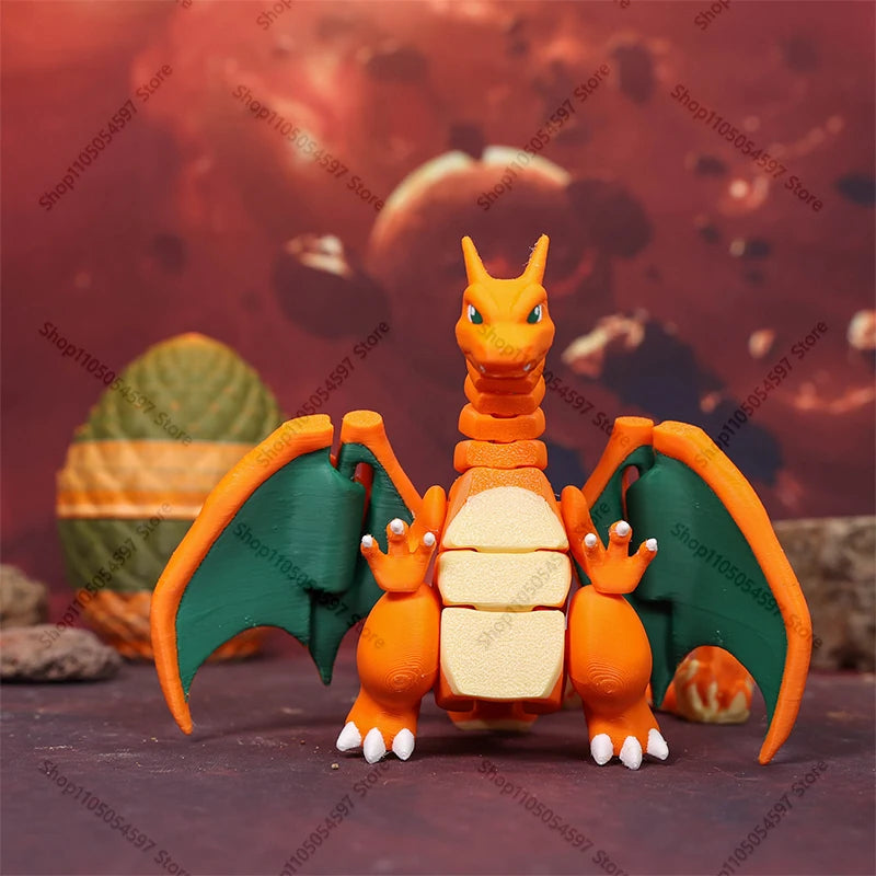 3D Printed Anime Pokémon Figures Charizard Mega Charizard X Charmander Dragon Egg Model Joint Mobility Statue Xmas Fans Gift