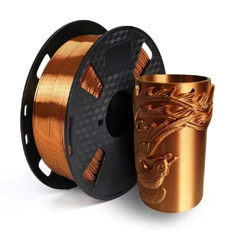 EasyThreed 3D Printer PLA Silk Filament 1.75mm Silky Filament PLA 1KG High Quality 3D PLA Black Silver No Bubble Vacuum