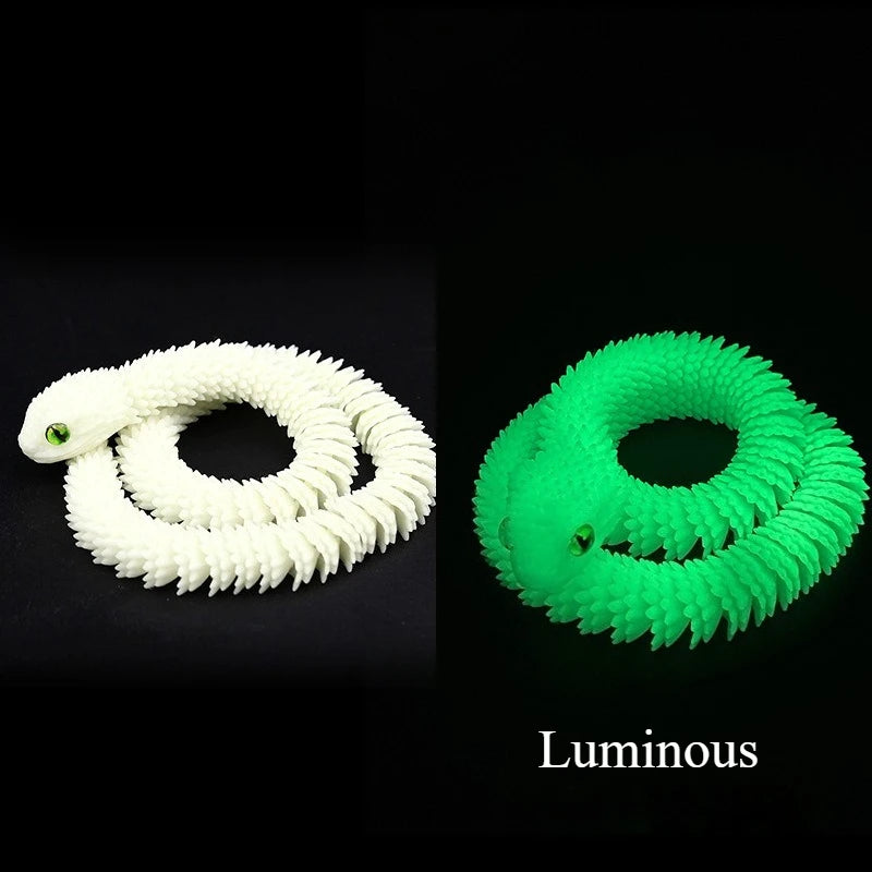30cm 3D Printed Luminous Snake Movable Joint Simulation Snake Action Figures Home Office Desktop Ornament Birthday Gifts