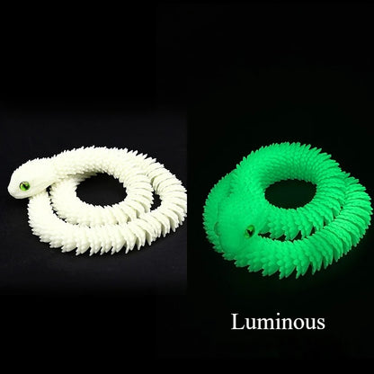 30cm 3D Printed Luminous Snake Movable Joint Simulation Snake Action Figures Home Office Desktop Ornament Birthday Gifts