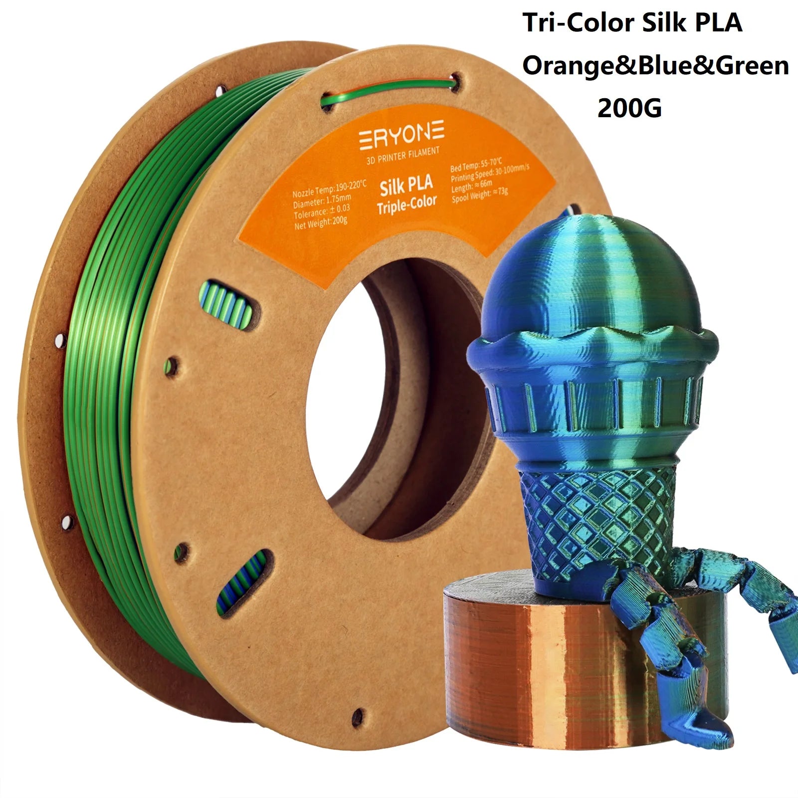 Silk PLA Filament 1.75mm Dual/Tri Colors for 3D Printers