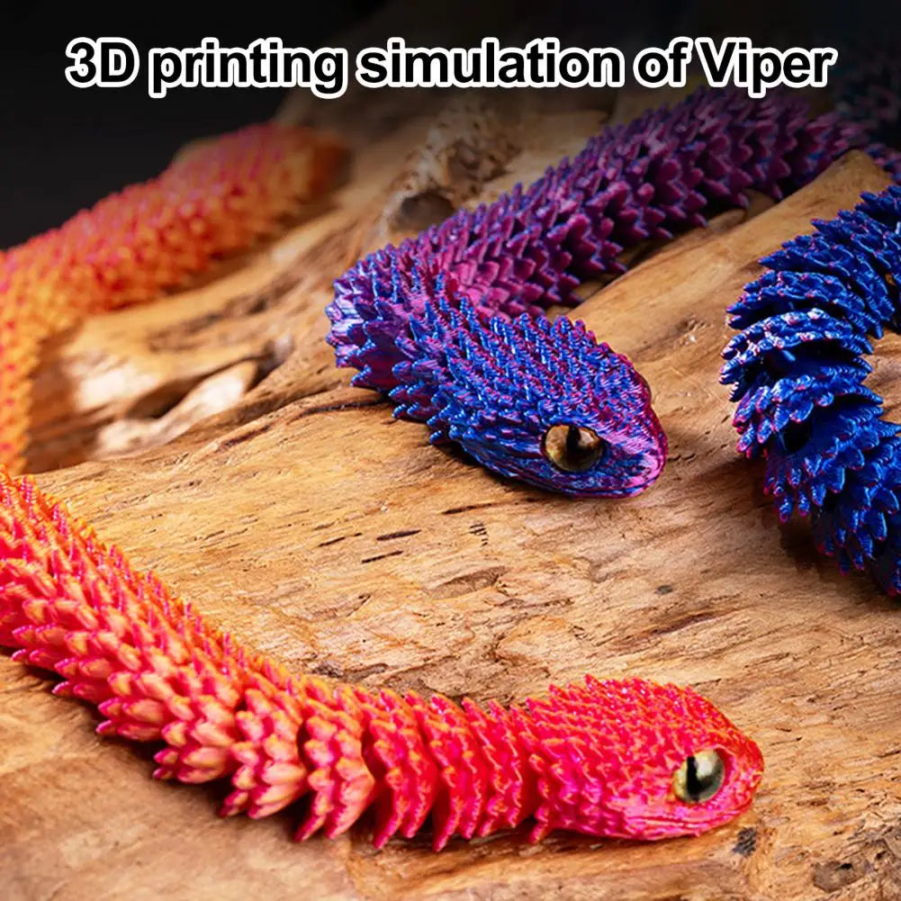 3D Printed Snake Toy Articulated Viper Figurine Fidget Snake Toy Collectible Snake Model with Flexible Joints for Home Office De