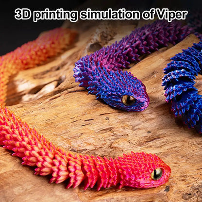 3D Printed Snake Toy Articulated Viper Figurine Fidget Snake Toy Collectible Snake Model with Flexible Joints for Home Office De