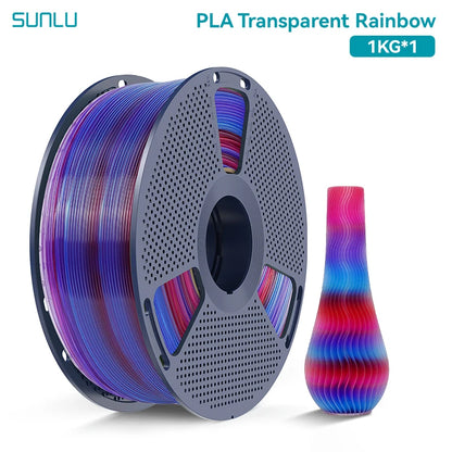 PLA Rainbow Filament 1.75mm 1KG - Vibrant 3D Printing Colors