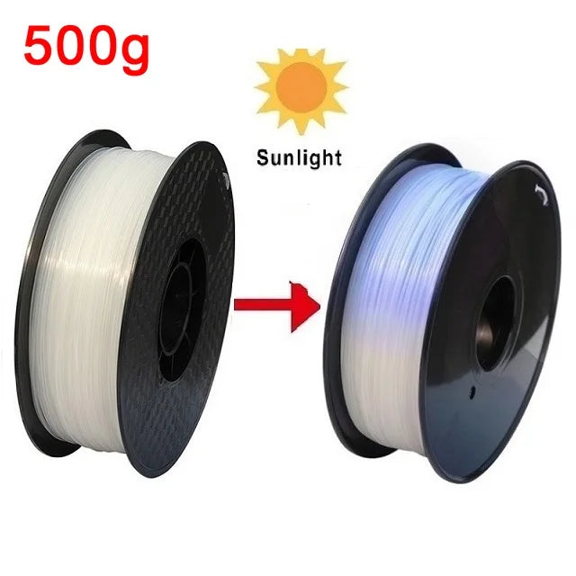 UV Sunlight Color Change Filament PLA 1.75mm 3D Printer PLA Filament 250g 1kg Plastic Material PLA UV Reaction Blue Purple Pink
