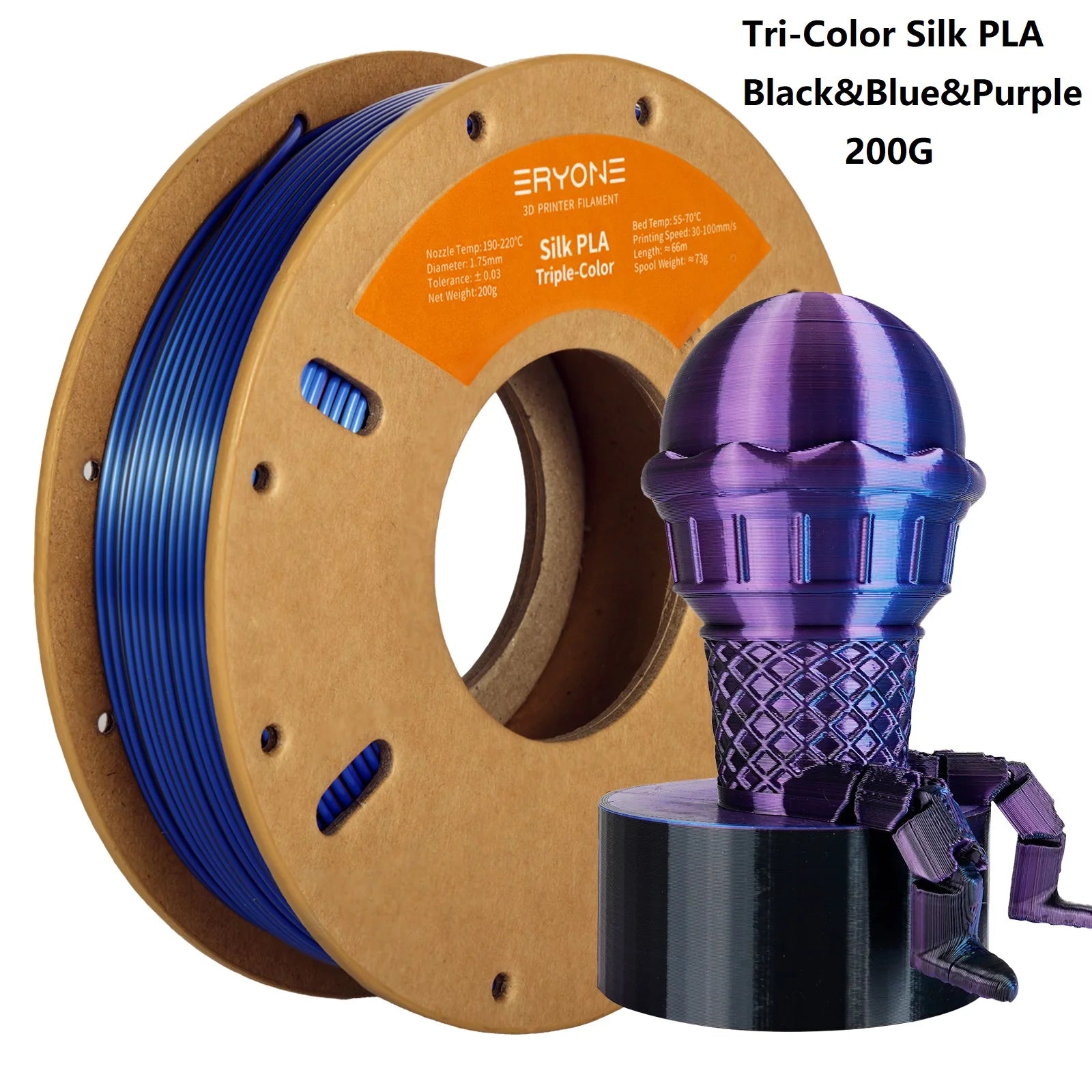 Silk PLA Filament 1.75mm Dual/Tri Colors for 3D Printers