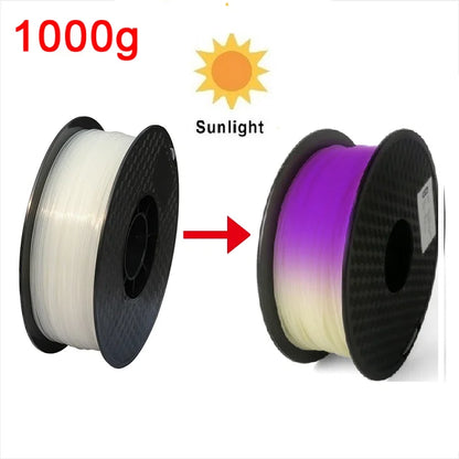 UV Sunlight Color Change Filament PLA 1.75mm 3D Printer PLA Filament 250g 1kg Plastic Material PLA UV Reaction Blue Purple Pink