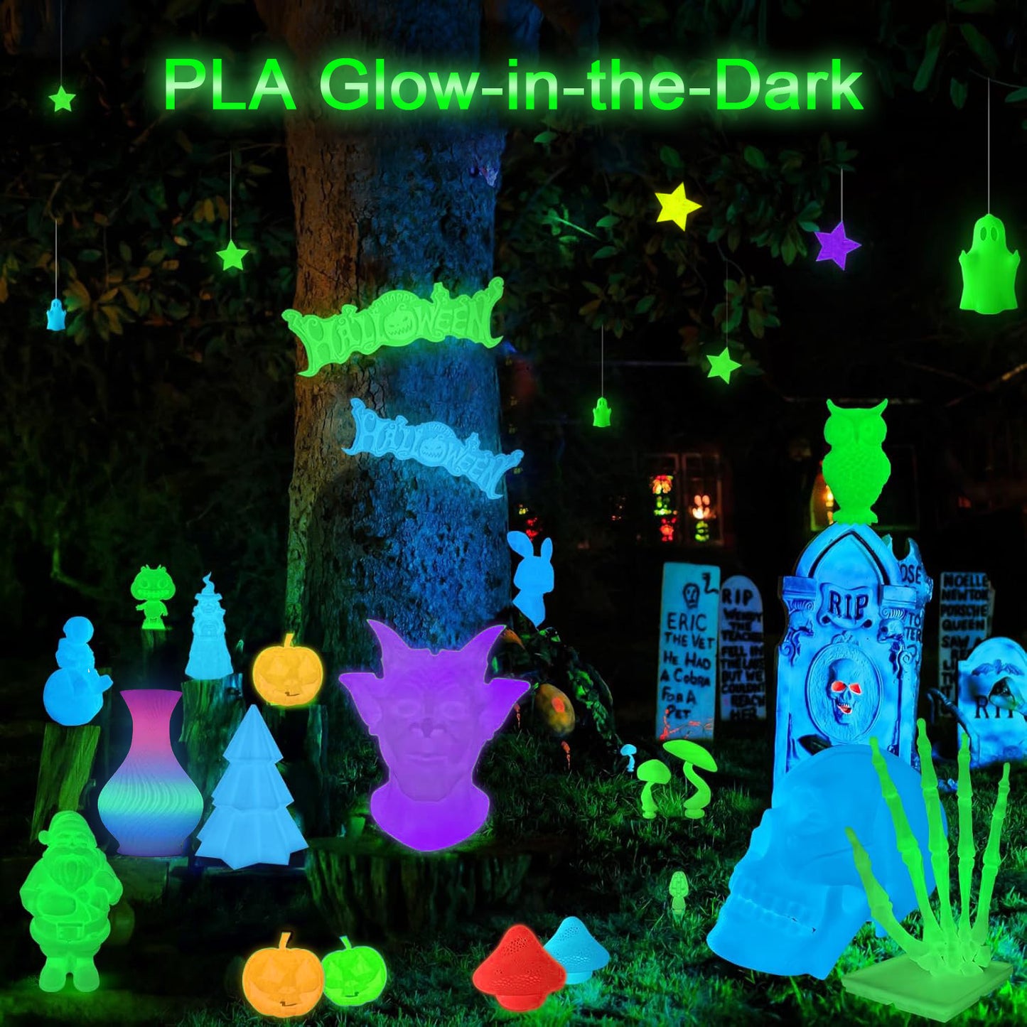 PLA Luminous 3D Printer Filament - Glow in the Dark, 200g