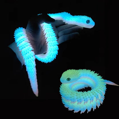 30cm 3D Printed Luminous Snake Movable Joint Simulation Snake Action Figures Home Office Desktop Ornament Birthday Gifts