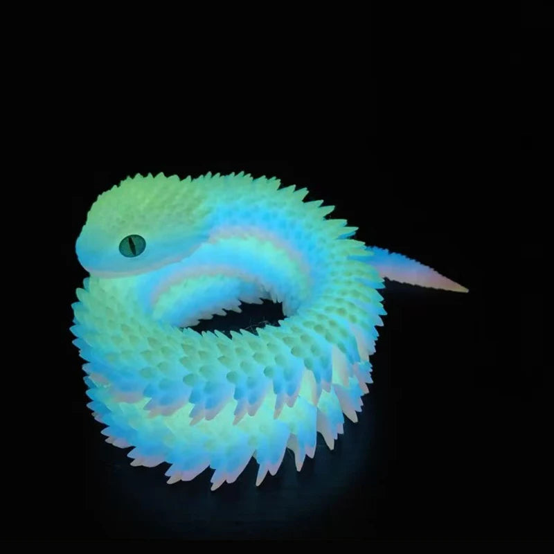 30cm 3D Printed Luminous Snake Movable Joint Simulation Snake Action Figures Home Office Desktop Ornament Birthday Gifts