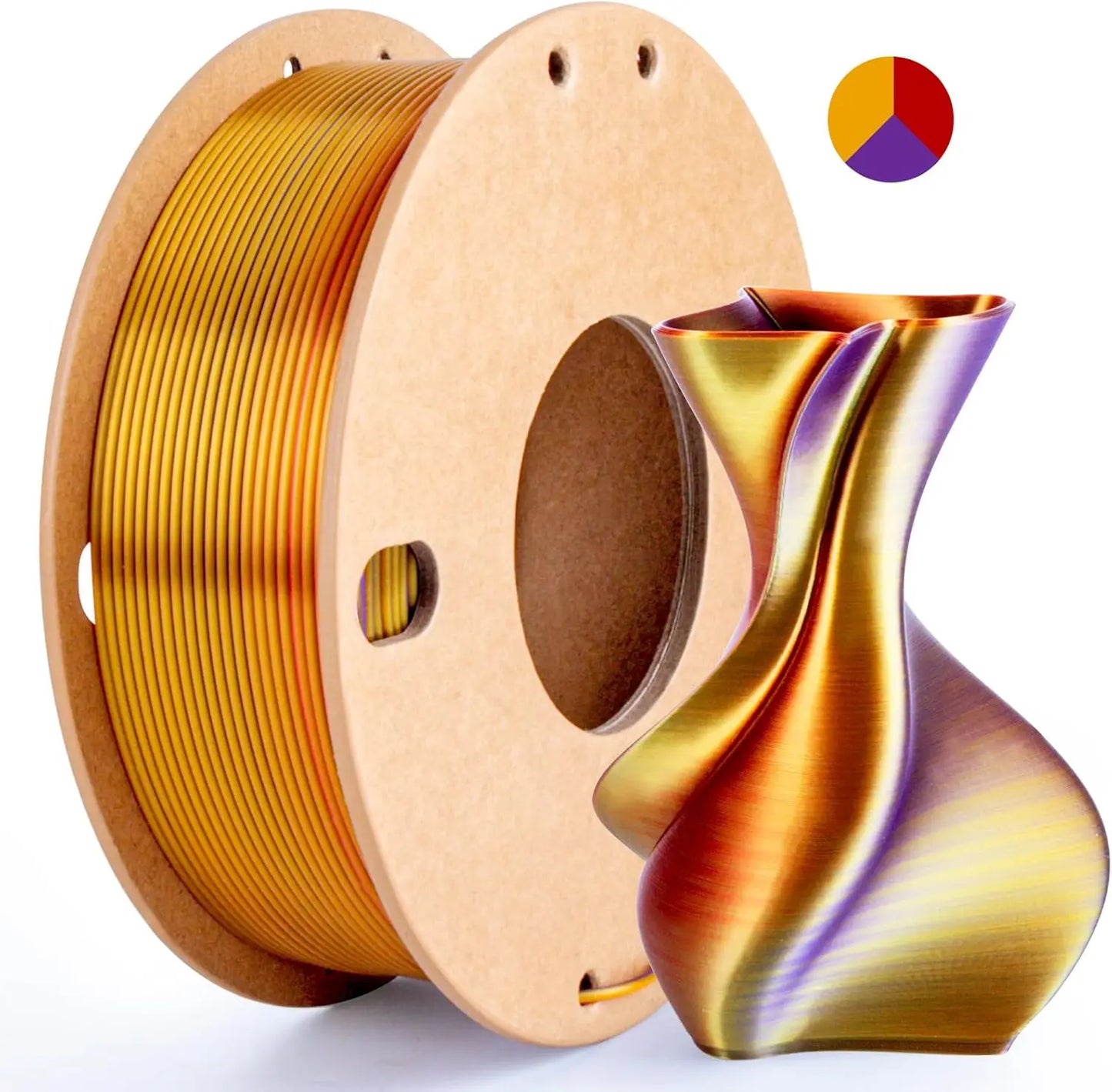 Multicolor 3D Printer Filament - Dual/Tri Color PLA Silk 250g