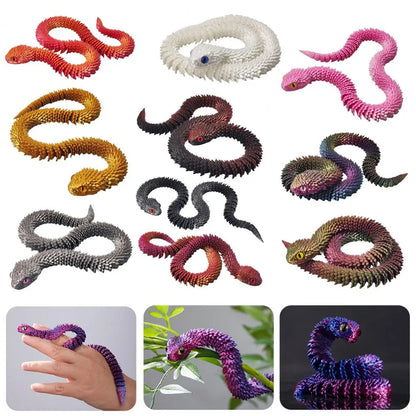 3D Printed Snake Toy Articulated Viper Figurine Fidget Snake Toy Collectible Snake Model with Flexible Joints for Home Office De