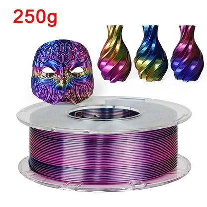 Tricolor Silk PLA 1.75mm 3D Printer Filament - Multicolor
