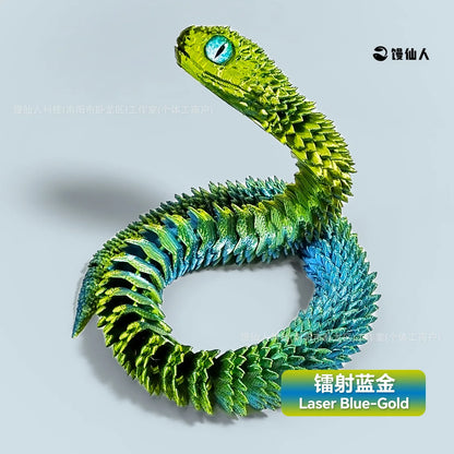 30cm 3D Printed Luminous Snake Movable Joint Simulation Snake Action Figures Home Office Desktop Ornament Birthday Gifts
