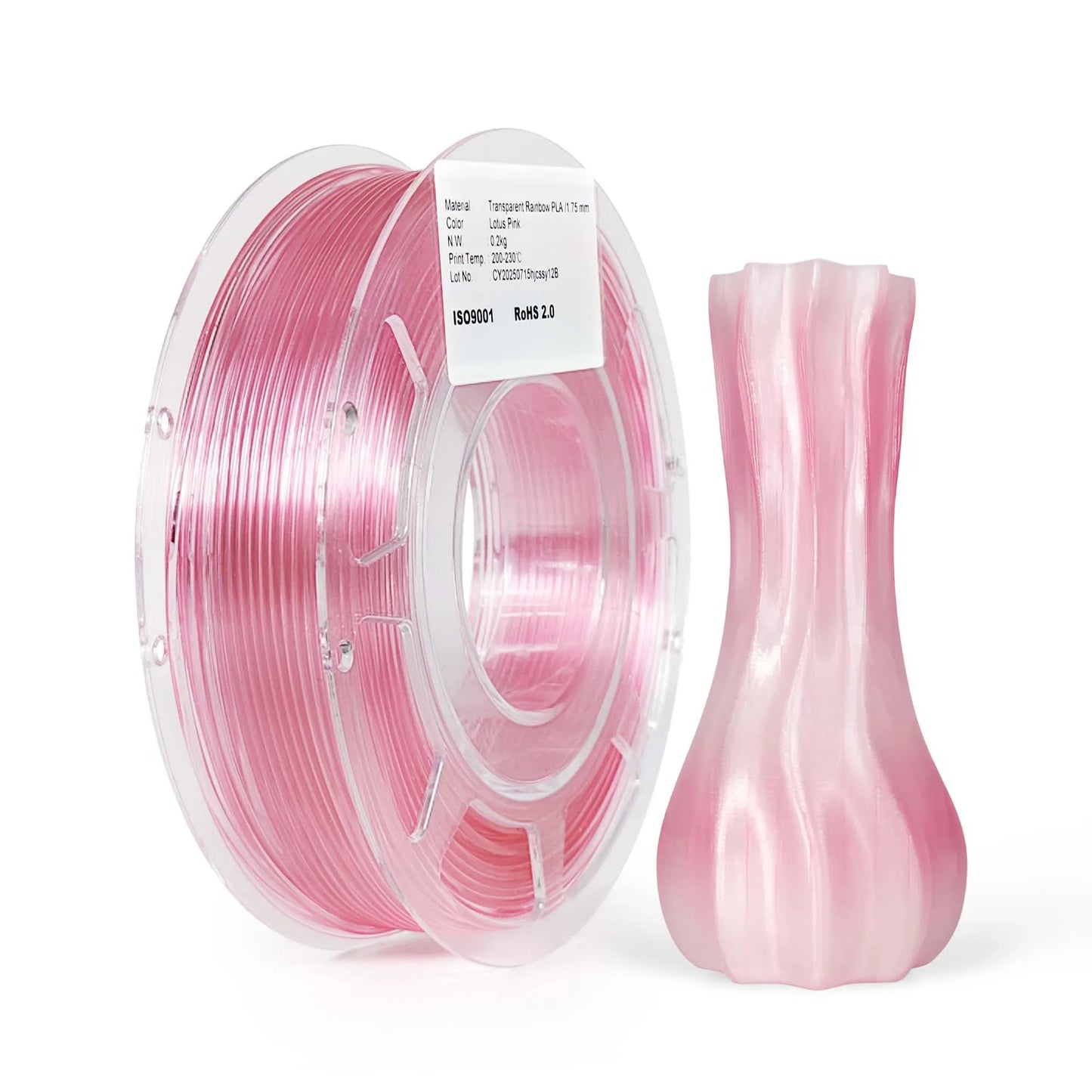 800G/400G Transparent Rainbow PLA Filament 200G 1.75mm 3D Printer Filament Translucent Printing Materials Pink Orange Rainbow