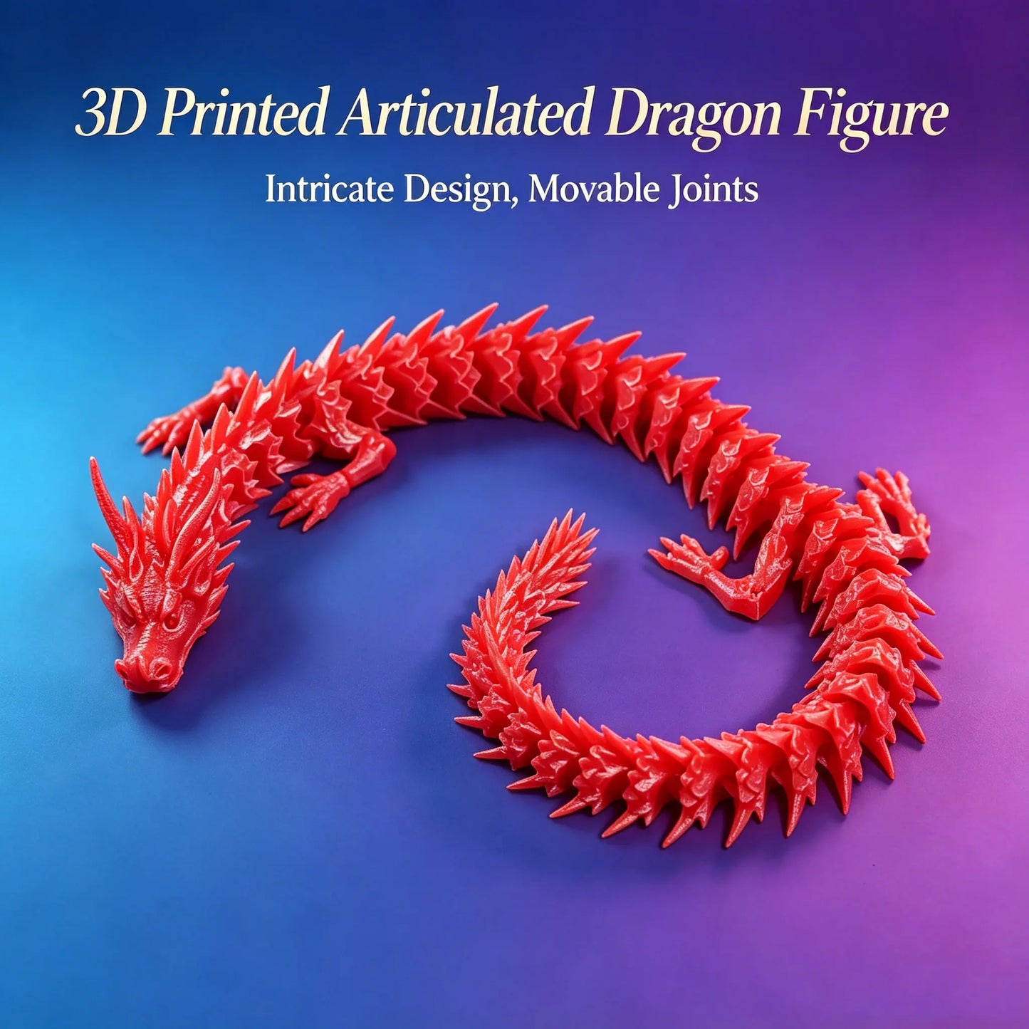 3D Printed Movable Dragon Ornament, Full-Body Articulated Toy for Play & Home Decoration