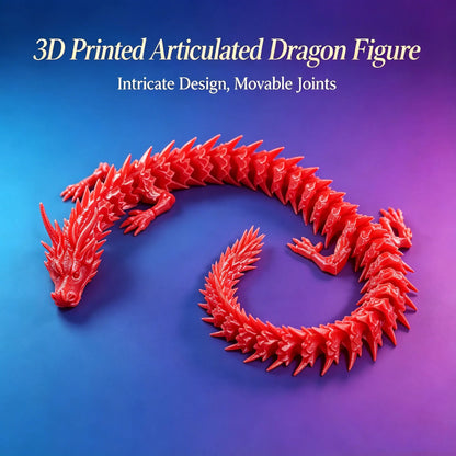 3D Printed Movable Dragon Ornament, Full-Body Articulated Toy for Play & Home Decoration