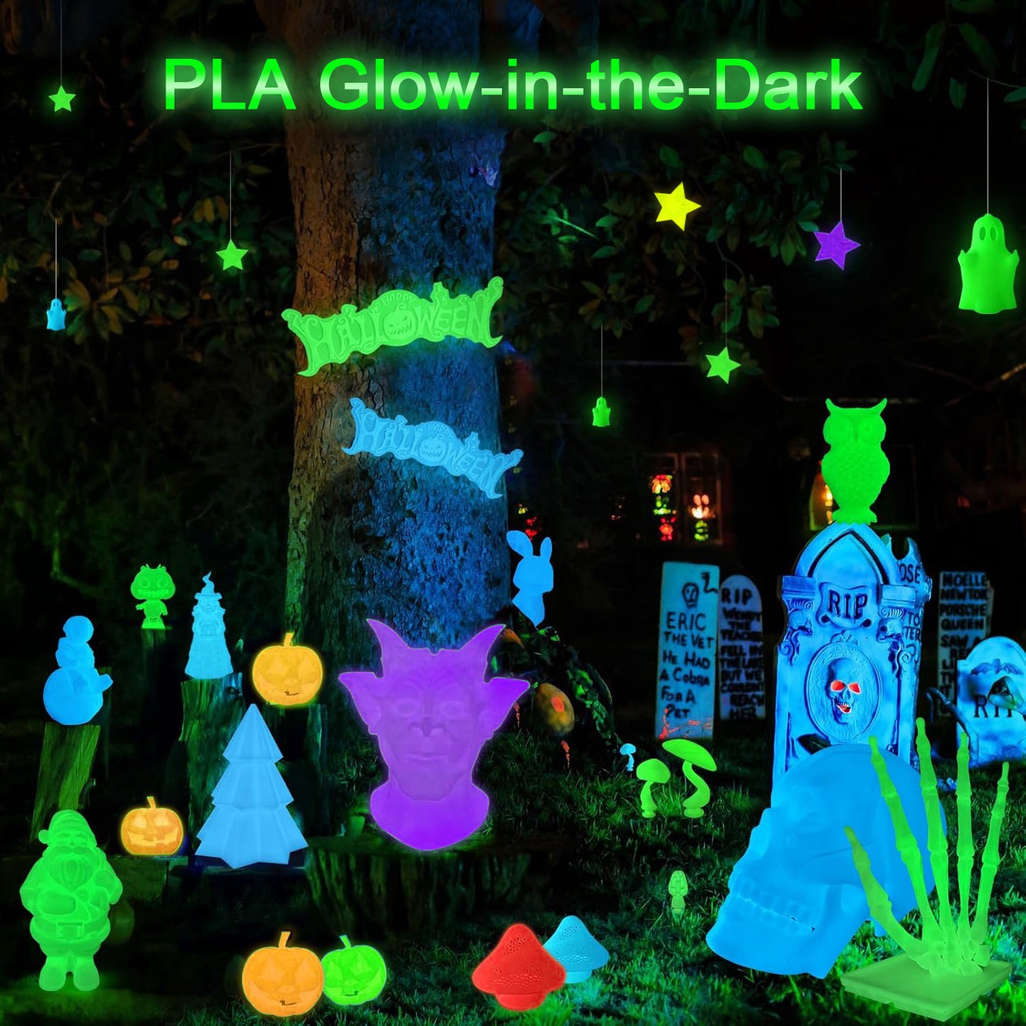 PLA Filament: PLA Luminous 3D Filament - Glow in the Dark, 200g Spool