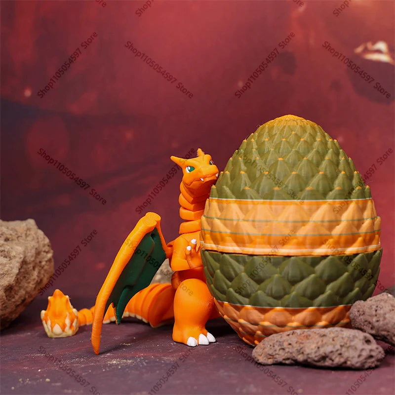 3D Printed Anime Pokémon Figures Charizard Mega Charizard X Charmander Dragon Egg Model Joint Mobility Statue Xmas Fans Gift