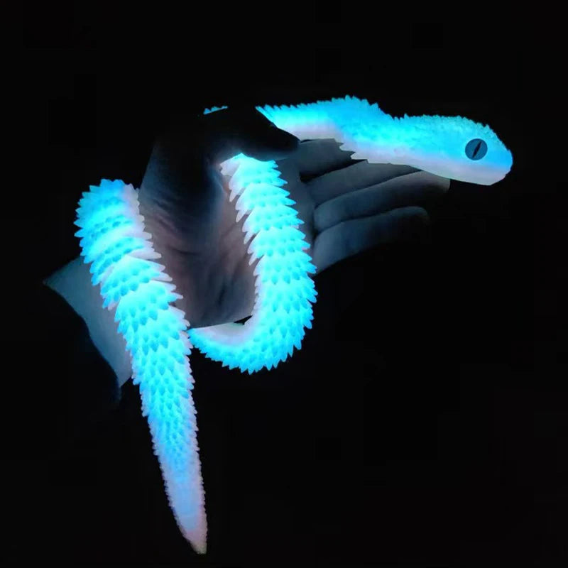 30cm 3D Printed Luminous Snake Movable Joint Simulation Snake Action Figures Home Office Desktop Ornament Birthday Gifts