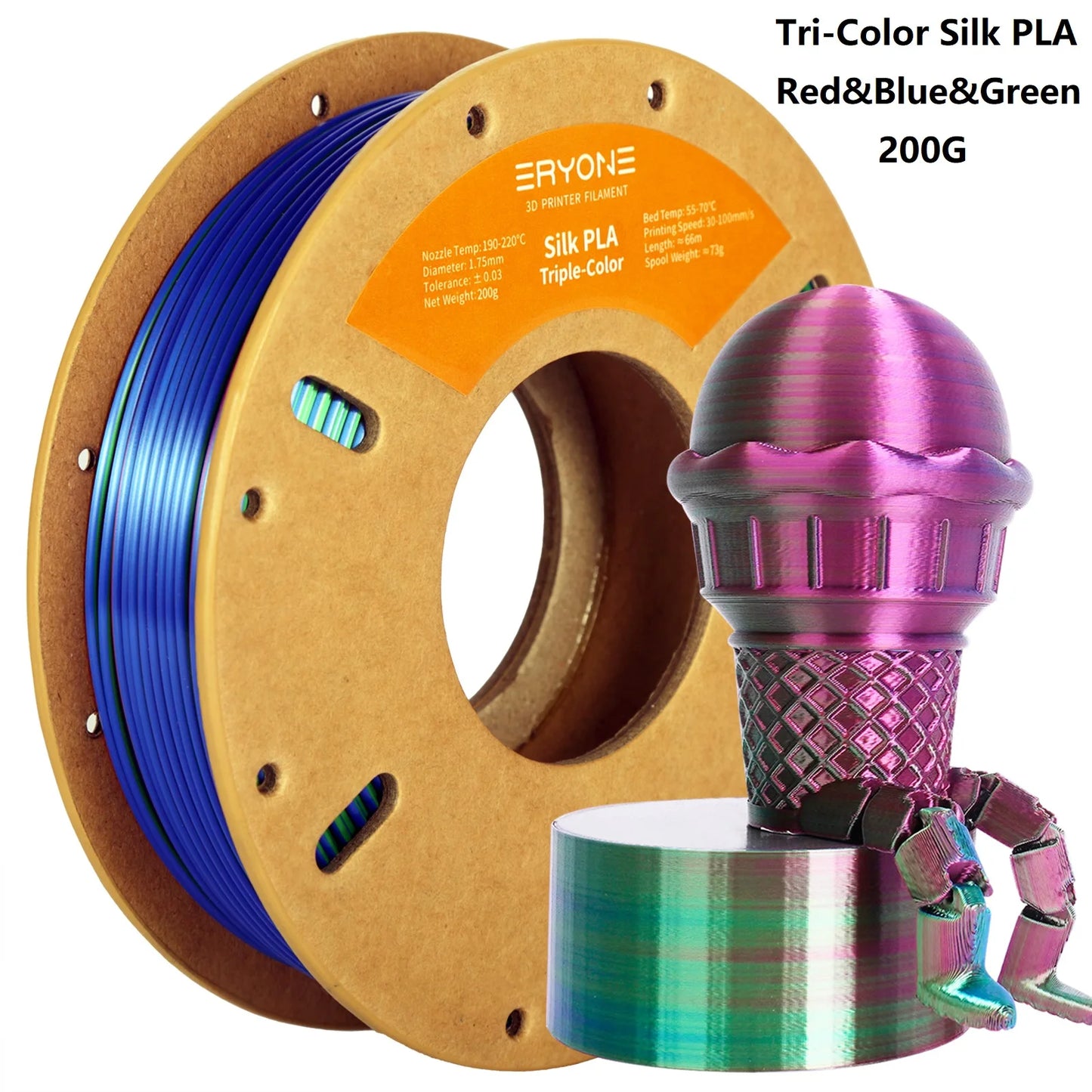 Silk PLA Filament 1.75mm Dual/Tri Colors for 3D Printer