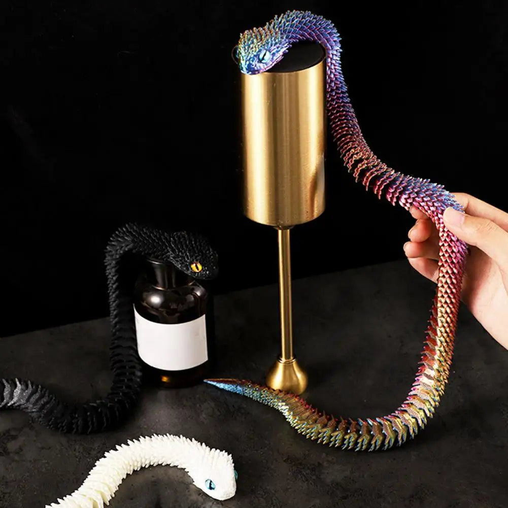 3D Printed Snake Toy Articulated Viper Figurine Fidget Snake Toy Collectible Snake Model with Flexible Joints for Home Office De