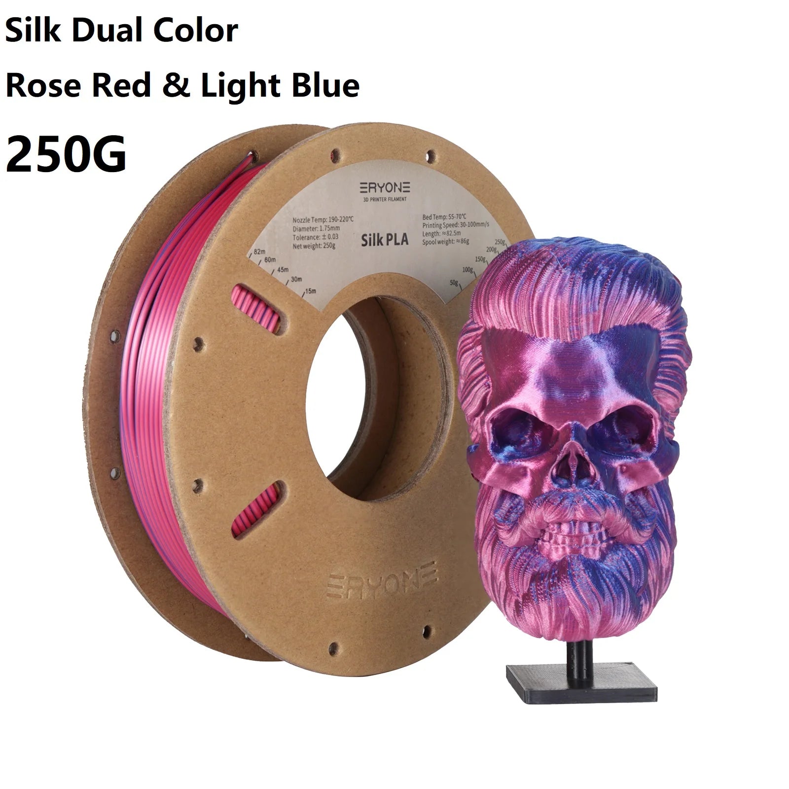 3D Printer Filament: Dual-Color Matte Silk PLA Filament 1.75mm - Fast Shipping