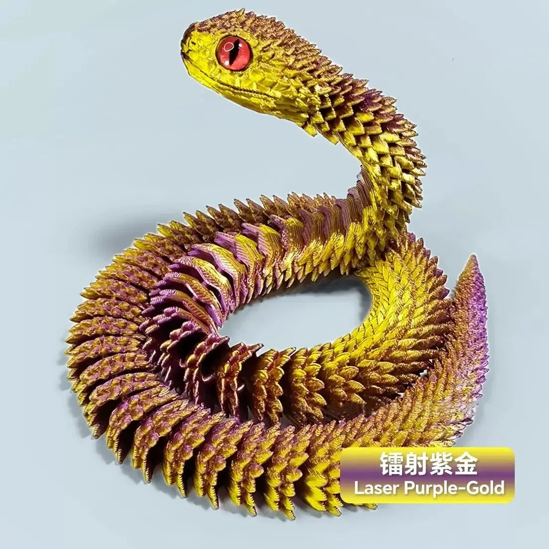30cm 3D Printed Luminous Snake Movable Joint Simulation Snake Action Figures Home Office Desktop Ornament Birthday Gifts