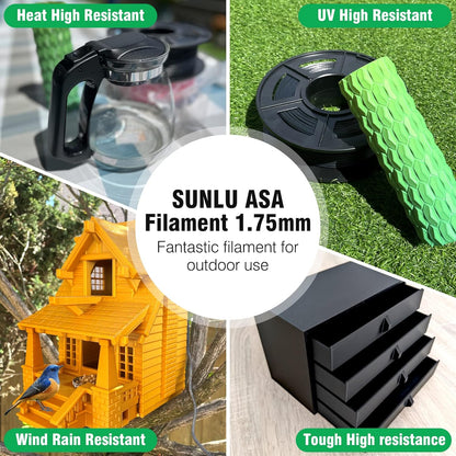 SUNLU Filament: ASA 1KG Filament 1.75mm UV/Rain/Heat Resistant for 3D Printing