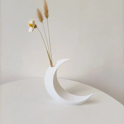 3D Printed Dried Flowers Vase Artificial Flower Pot Arrangement Gothic Moon Vase for Home Decor Creative Gift Desktop Ornament