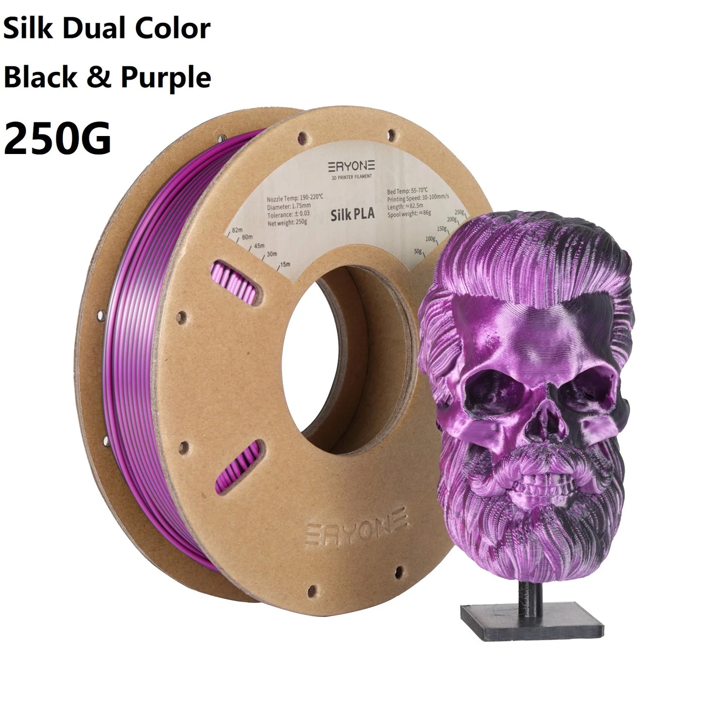 3D Printer Filament: Dual-Color Matte Silk PLA Filament 1.75mm - Fast Shipping