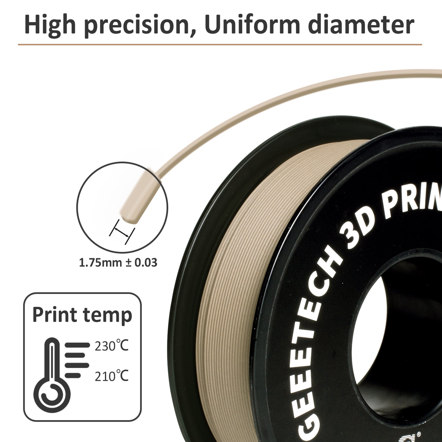 PLA Filament: Wood PLA 1.75mm Filament - 1kg for FDM 3D Printers