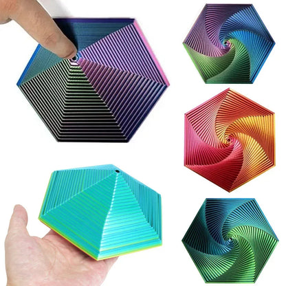 3D Printed Fractal Fidget Hexagon 7cm Portable Playing Sensory Anti-stress Toy Desktop Ornament Kid Toy Visual Gifts Mystery Box
