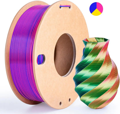 Multicolor 3D Printer Filament - Dual/Tri Color PLA Silk 250g