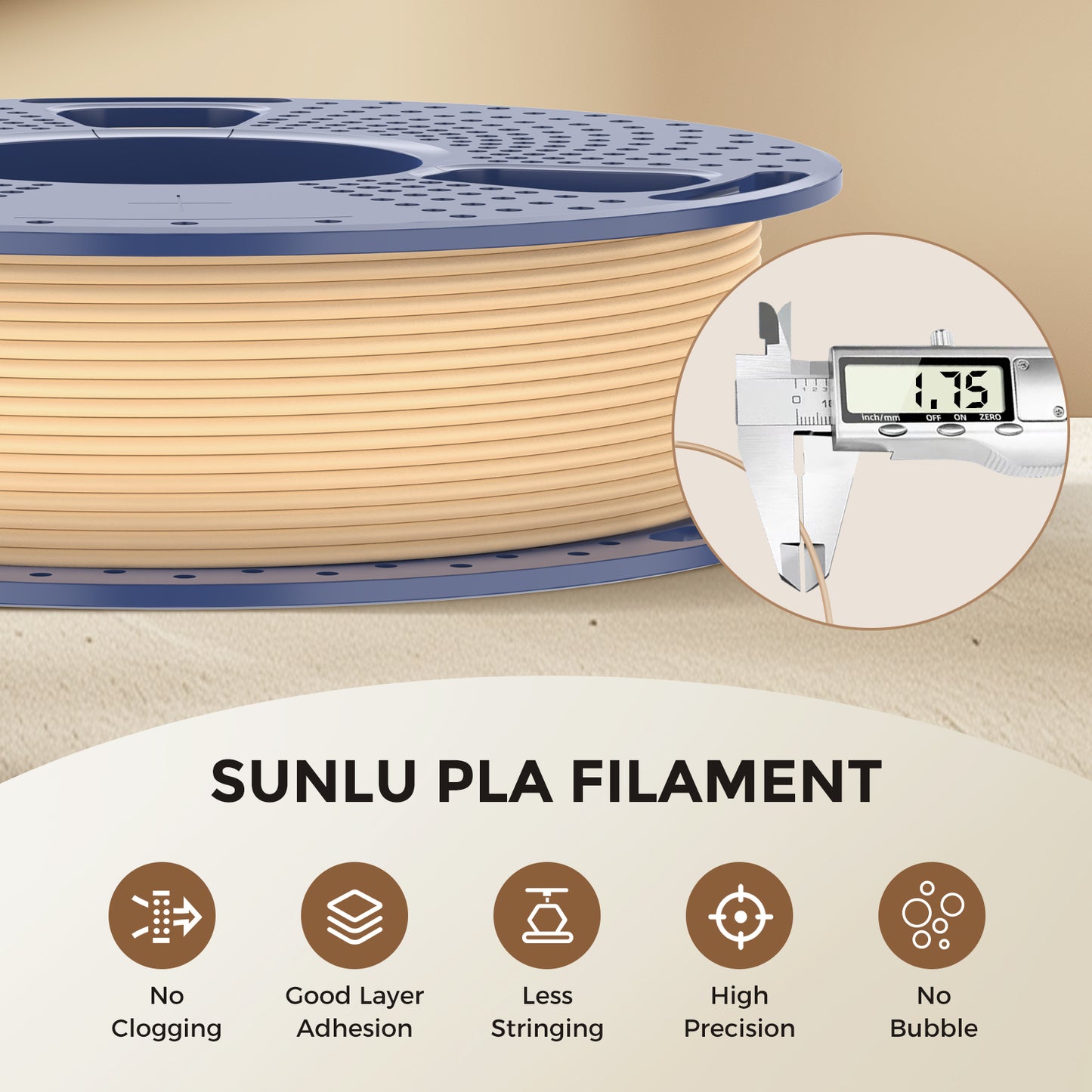 Wood PLA Filament 1.75mm 250g - SUNLU 3D Printer Material