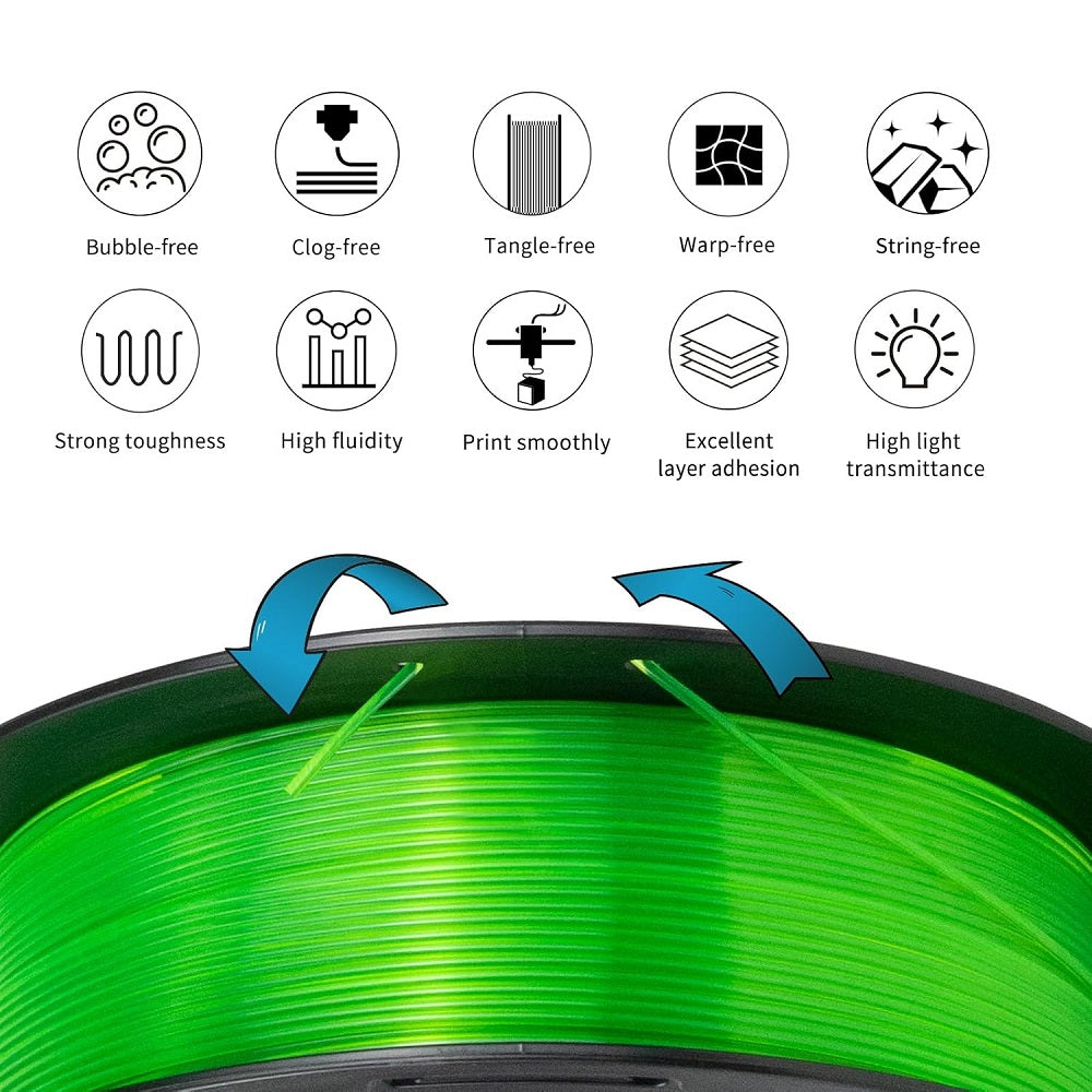 PETG 3D Printer Filament 1.75mm - Durable, Translucent, Multi-Color