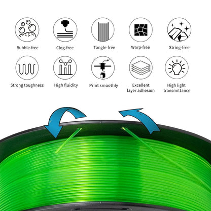 PETG 3D Printer Filament 1.75mm - Durable, Translucent, Multi-Color