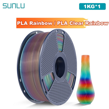 PLA Rainbow Filament 1.75mm 1KG - Vibrant 3D Printing Colors