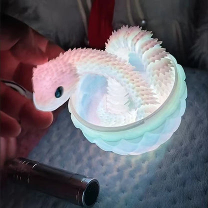 30cm 3D Printed Luminous Snake Movable Joint Simulation Snake Action Figures Home Office Desktop Ornament Birthday Gifts