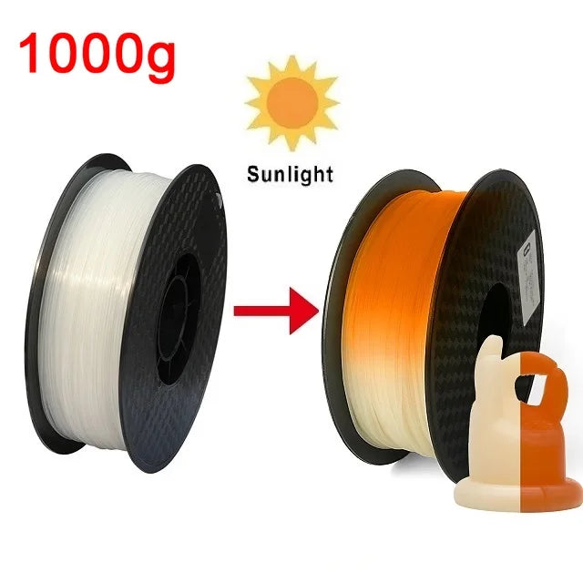 UV Sunlight Color Change Filament PLA 1.75mm 3D Printer PLA Filament 250g 1kg Plastic Material PLA UV Reaction Blue Purple Pink