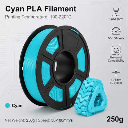 1.75mm High Speed PLA 3D Printer Filament Bundle ±0.02mm Dimensional Accuracy Reusable 250g Spools Total 1KG