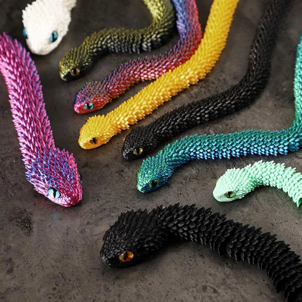 3D Printed Snake Toy Articulated Viper Figurine Fidget Snake Toy Collectible Snake Model with Flexible Joints for Home Office De