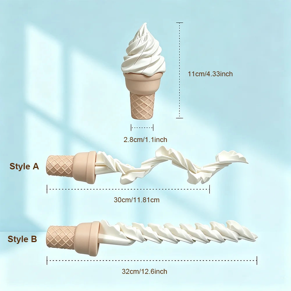 3D Printed Retractable Ice Cream Prank Prop Pop Out Ice Cream Cone Stress Relief Gag  for Home Desk Decoration Accessories Gift