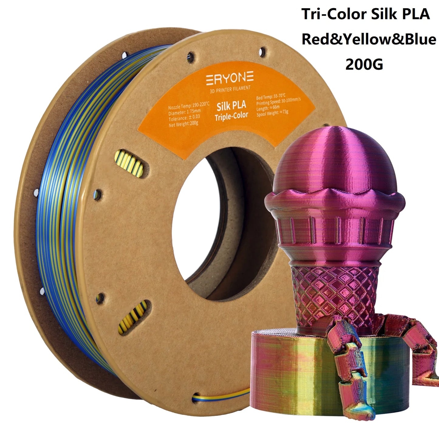 Silk PLA Filament 1.75mm Dual/Tri Colors for 3D Printer